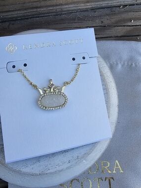 Kendra Scott Princess Pendant With White Druzy Crown Necklace